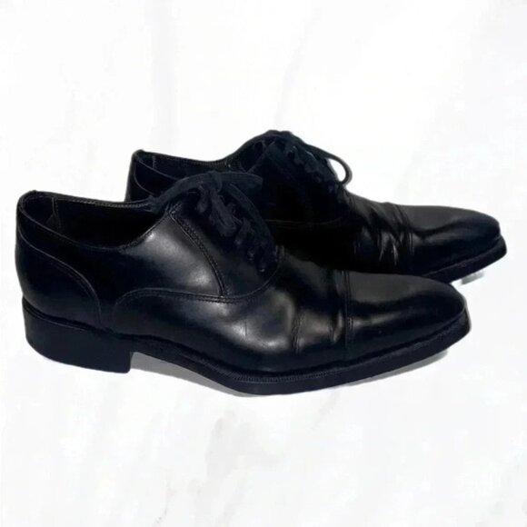 Canali designer black laceup day 2 nite classic stylish leather derby shoes 40.5